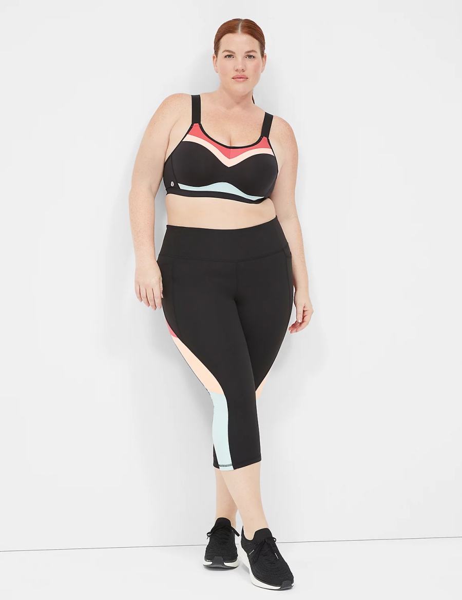 Black Lane Bryant LIVI High-Impact Wicking Underwire Women Sports Bra | IFW1899CM