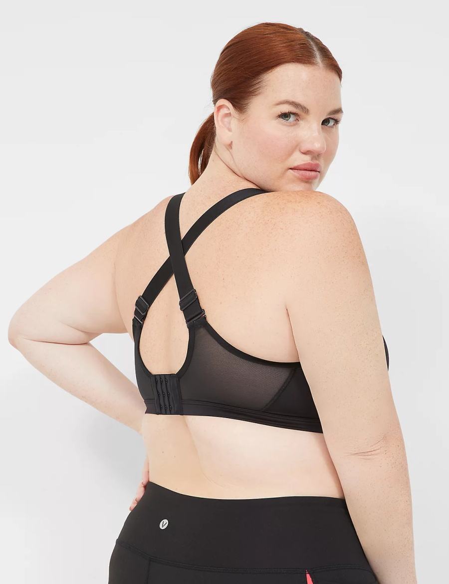 Black Lane Bryant LIVI High-Impact Wicking Underwire Women Sports Bra | IFW1899CM