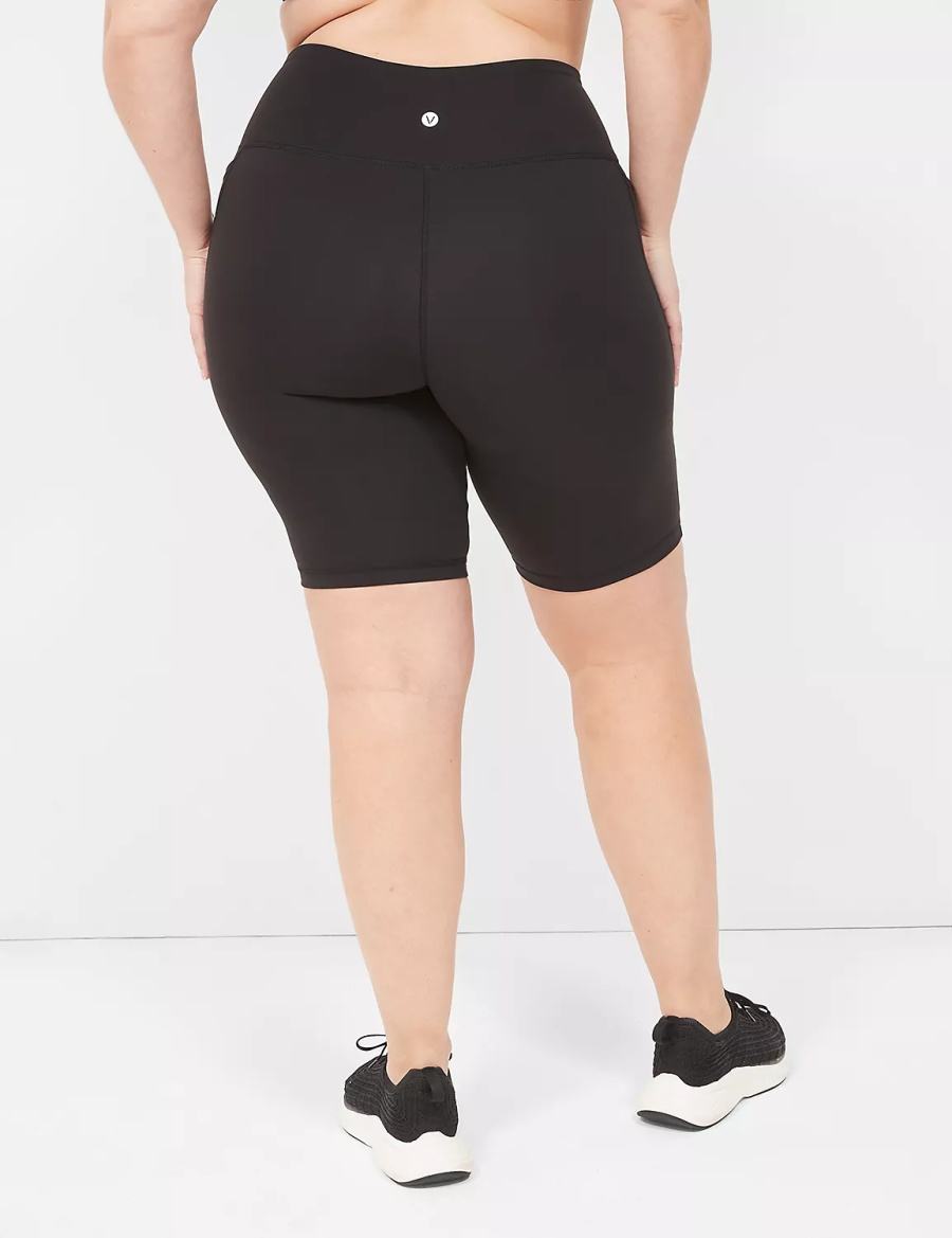 Black Lane Bryant LIVI High-Rise Recycled LIVI Soft Knee Women Shorts | NDF6160JI