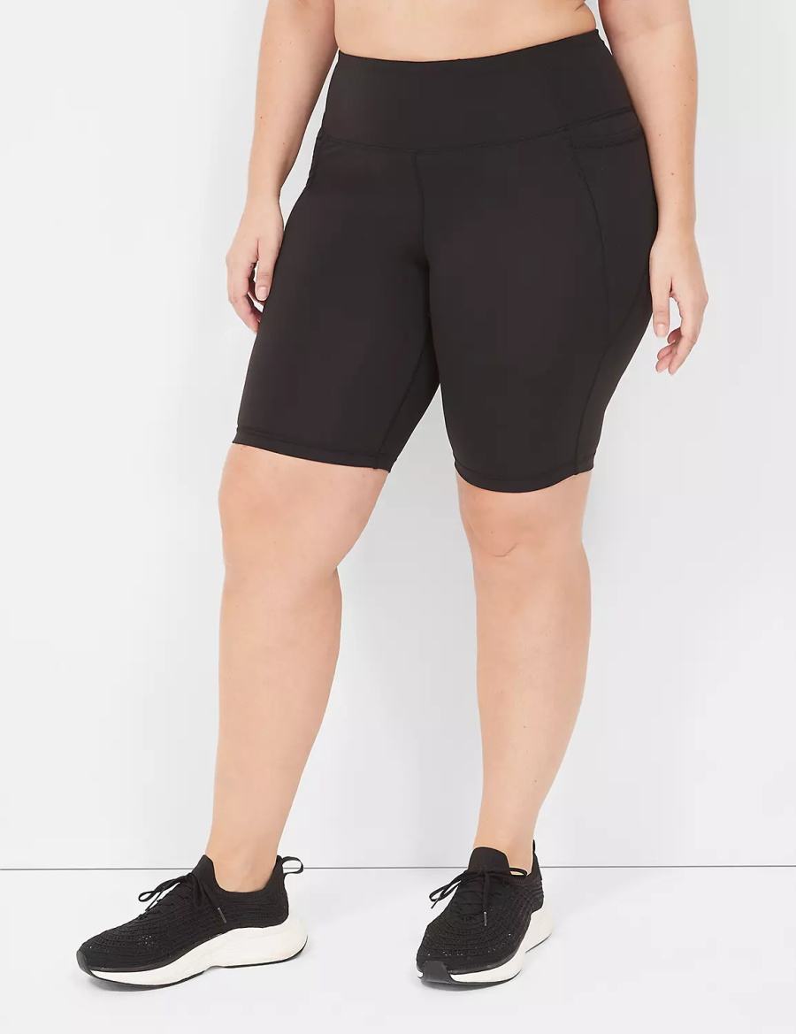 Black Lane Bryant LIVI High-Rise Recycled LIVI Soft Knee Women Shorts | NDF6160JI