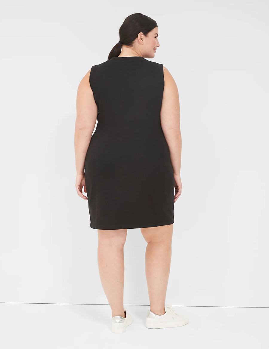 Black Lane Bryant LIVI Sleeveless Crew-Neck French Terry Women Casual Dress | BEG1780OZ