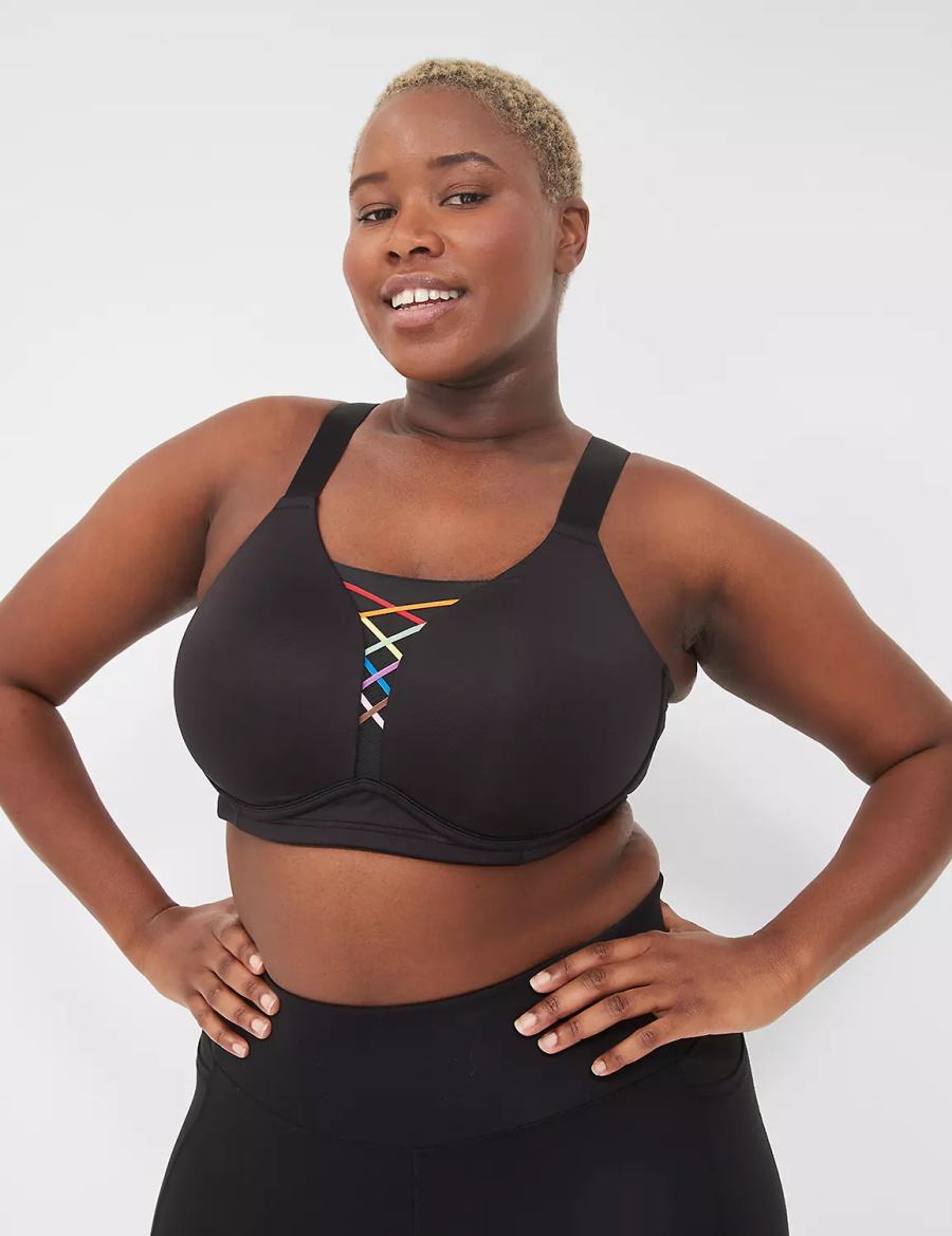 Black Lane Bryant LIVI Wireless Medium-Impact Wicking Women Sports Bra | CRS4683EQ