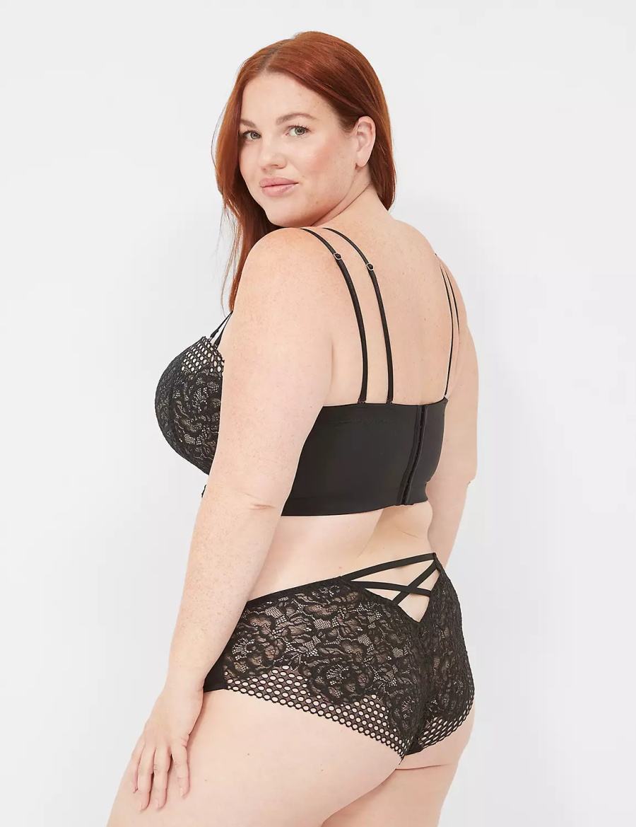 Black Lane Bryant Lace-Back Women Cheeky Panty | GZZ6236HC