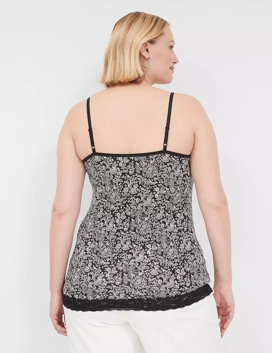 Black Lane Bryant Lace-Trim Cami Women Tank Top | AAK1082NV