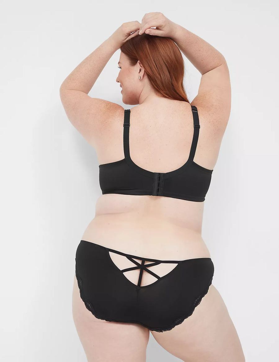 Black Lane Bryant Lace-Trim Women Bikini Panty | IAF2420ZC