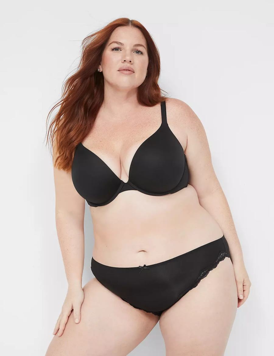 Black Lane Bryant Lace-Trim Women Bikini Panty | IAF2420ZC