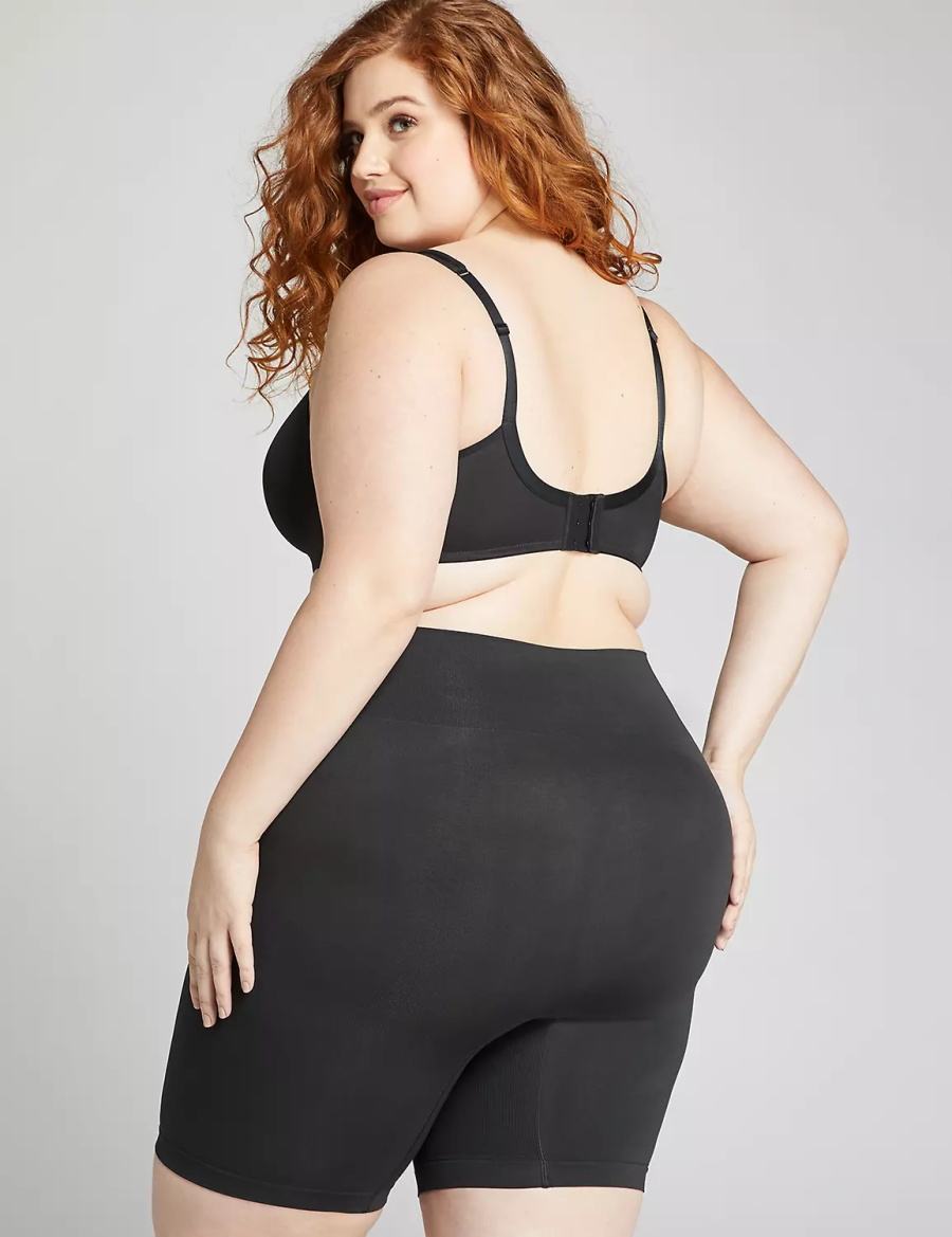 Black Lane Bryant Level 2 Shaping High-Waist Short Women Briefs | TVZ4850AA