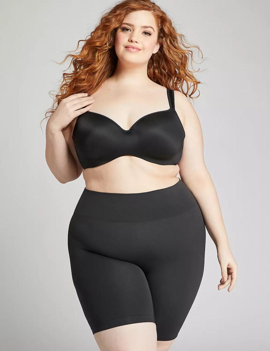 Black Lane Bryant Level 2 Shaping High-Waist Short Women Briefs | TVZ4850AA