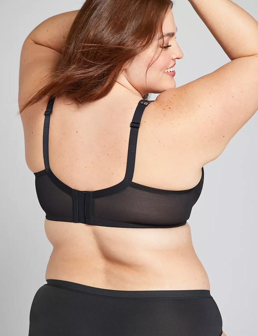 Black Lane Bryant Lightly Lined With Lace Women Balconette Bra | SDE4039NL