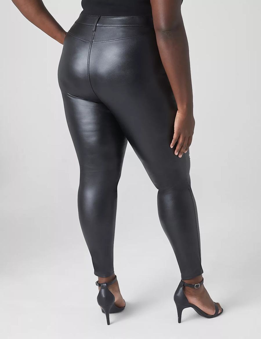 Black Lane Bryant Lightweight Faux-Leather Women Leggings | RTT1929UP