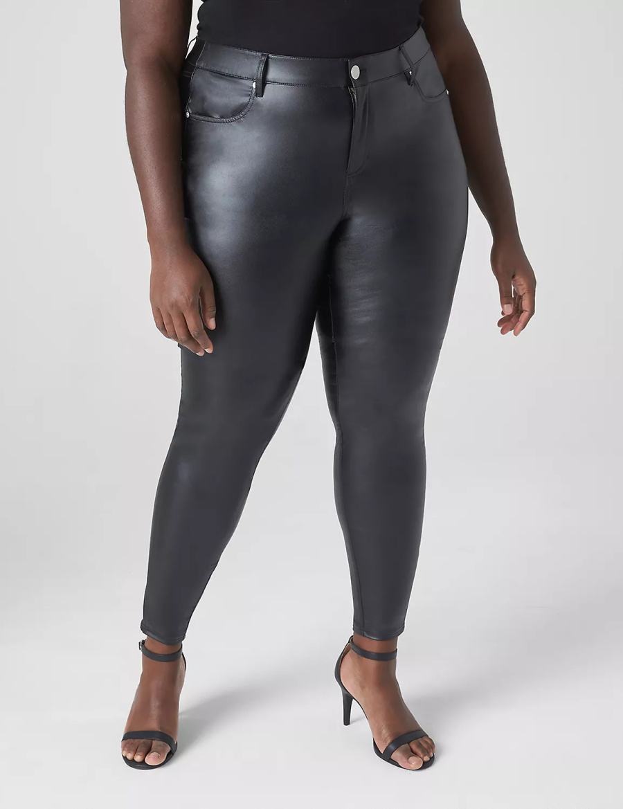 Black Lane Bryant Lightweight Faux-Leather Women Leggings | RTT1929UP