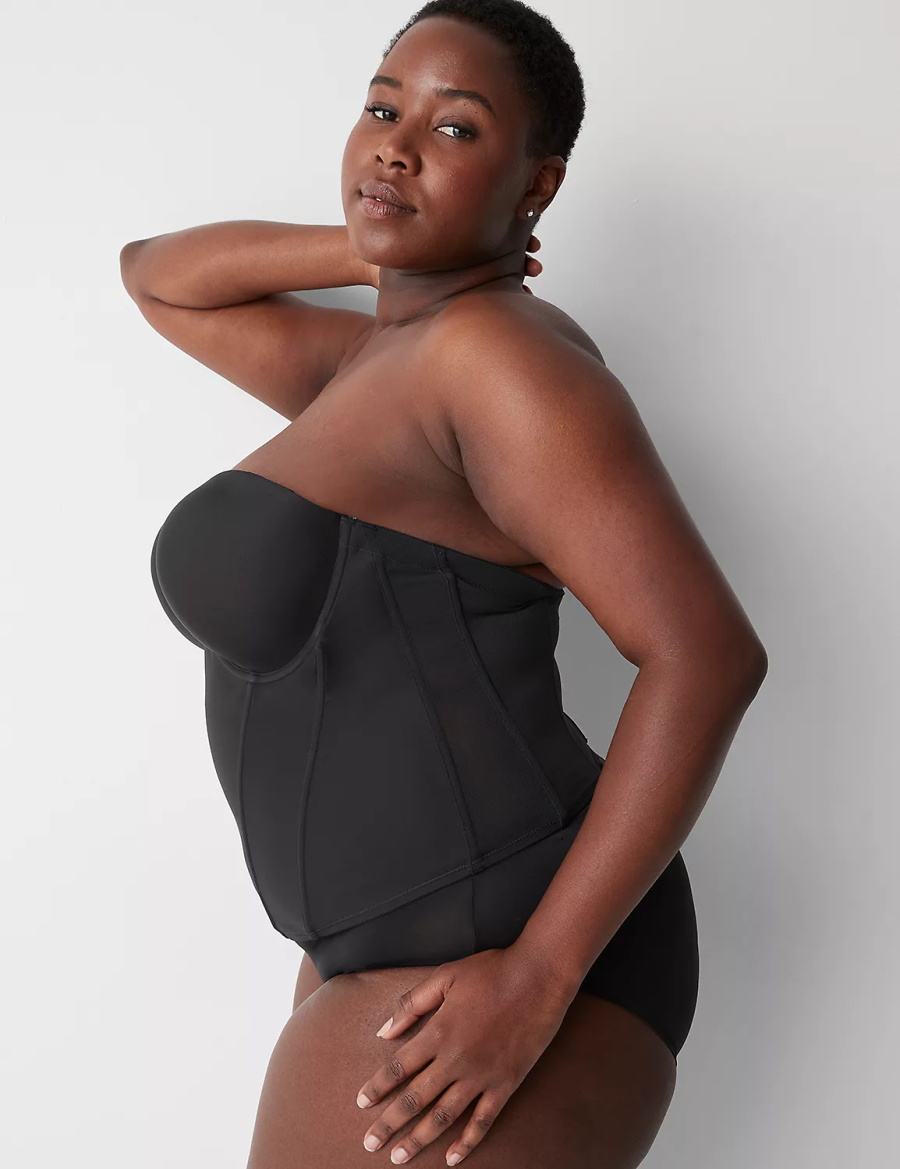 Black Lane Bryant Low-Back Multiway Bustier Women Bralettes | QBS1780VF