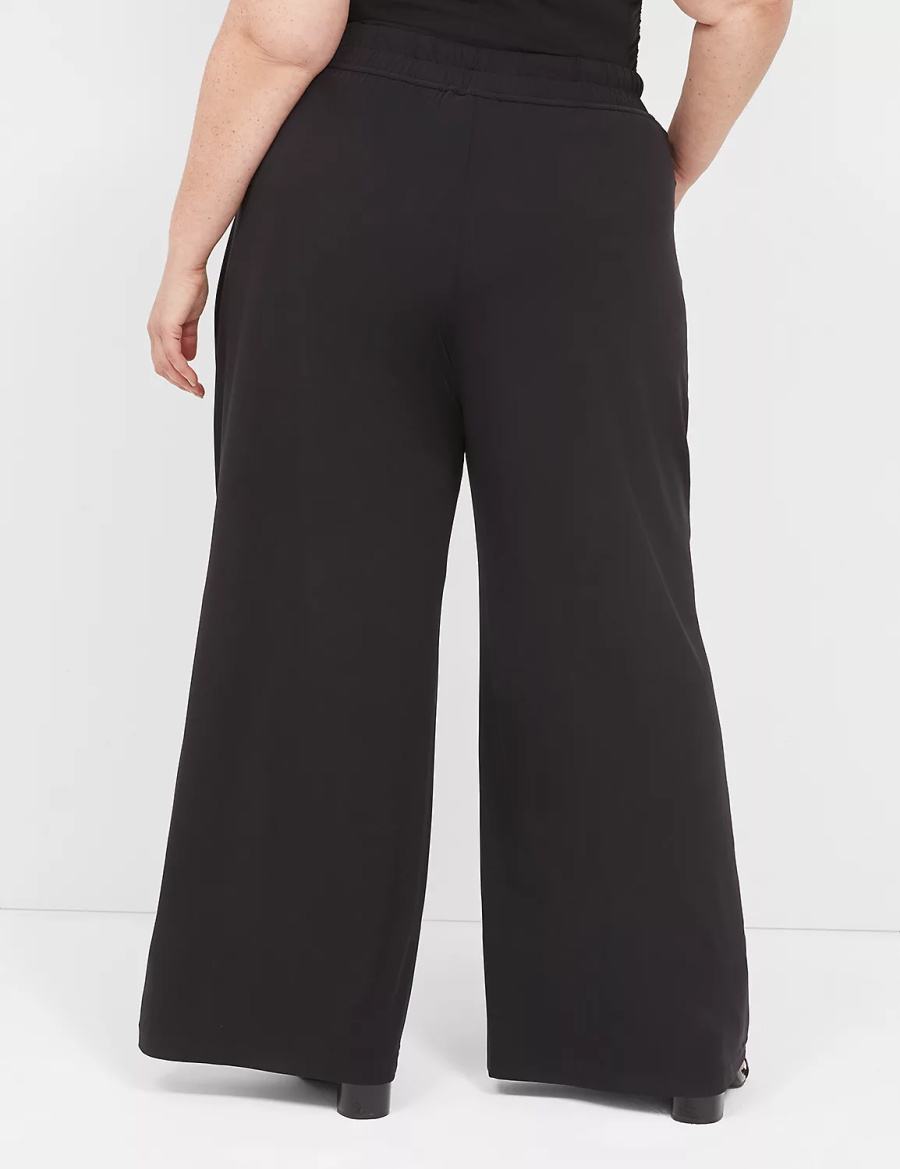 Black Lane Bryant Matte Jersey Pull-On Wide Leg Women Pants | FID3987TS