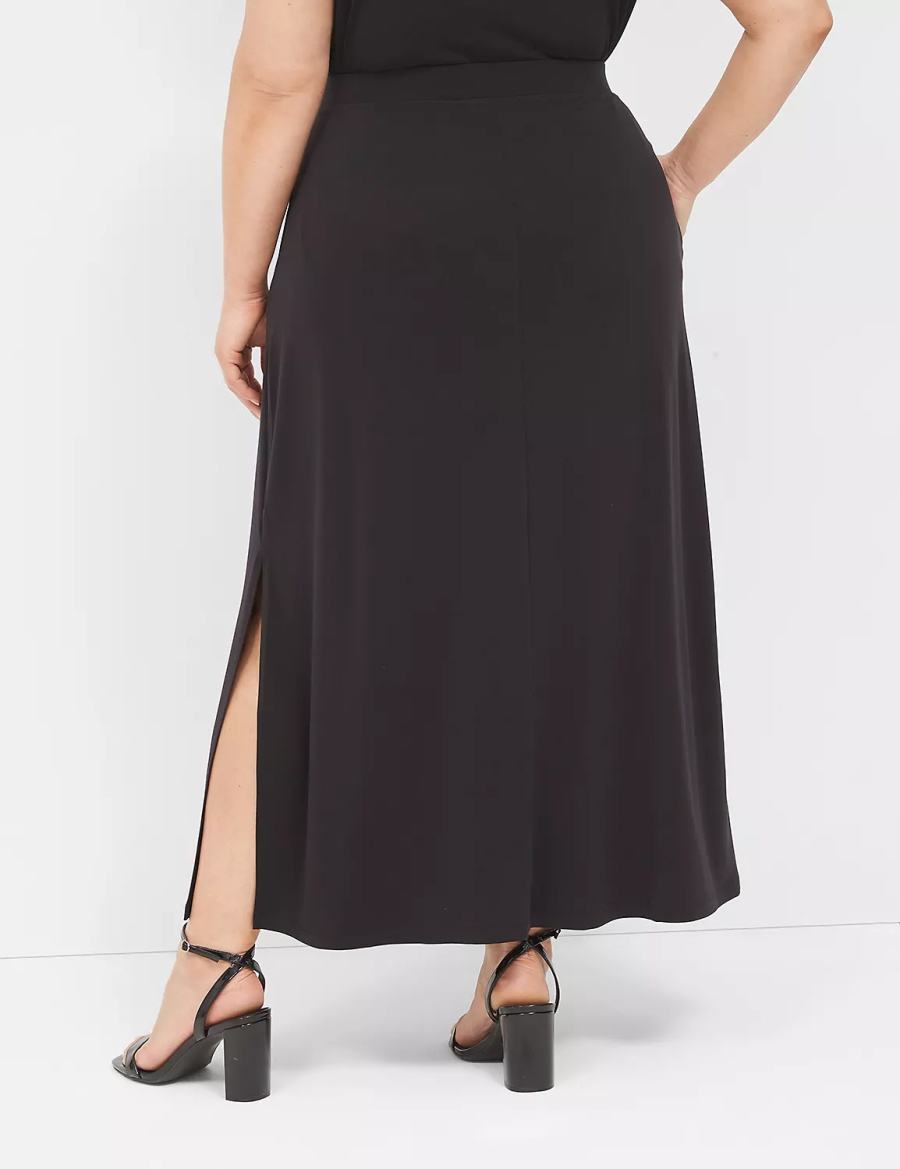 Black Lane Bryant Matte Jersey Side-Slit Maxi Women Skirts | GKZ4217SB