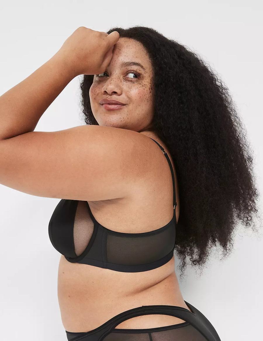 Black Lane Bryant Mesh High Apex Women Bralettes | TYV871YL