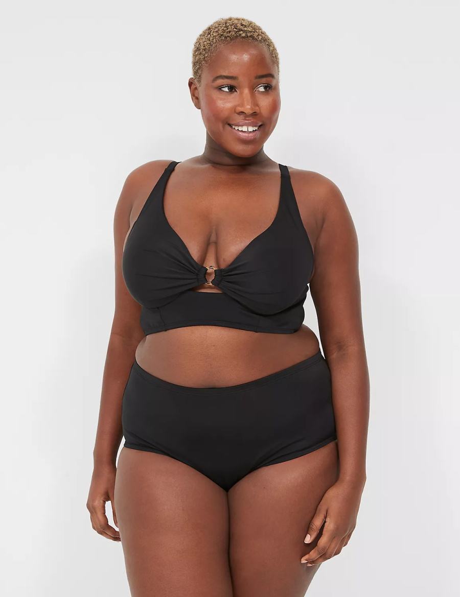 Black Lane Bryant Mid-Rise Swim Women Briefs | ZNY6584MU