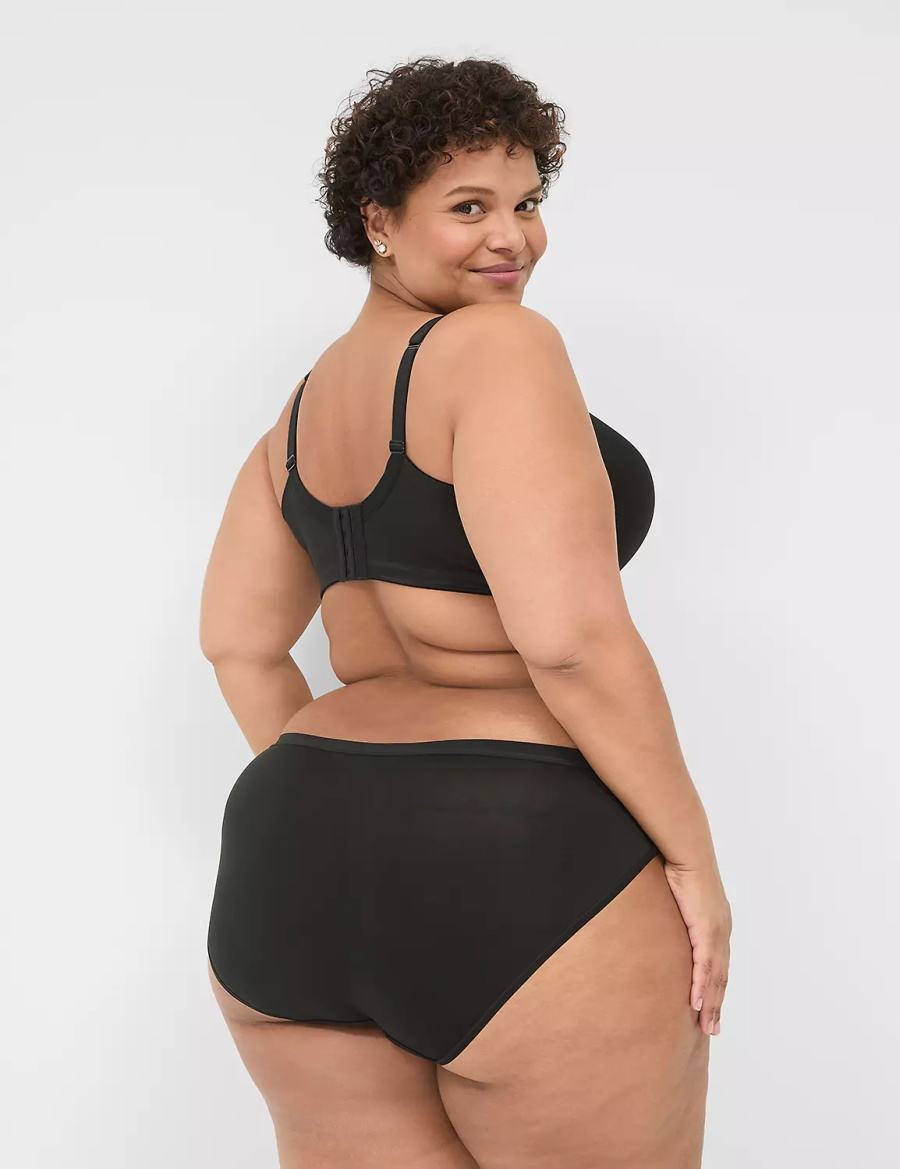 Black Lane Bryant No-Show With Lace Trim Women Hipster Panty | QPF1774KX