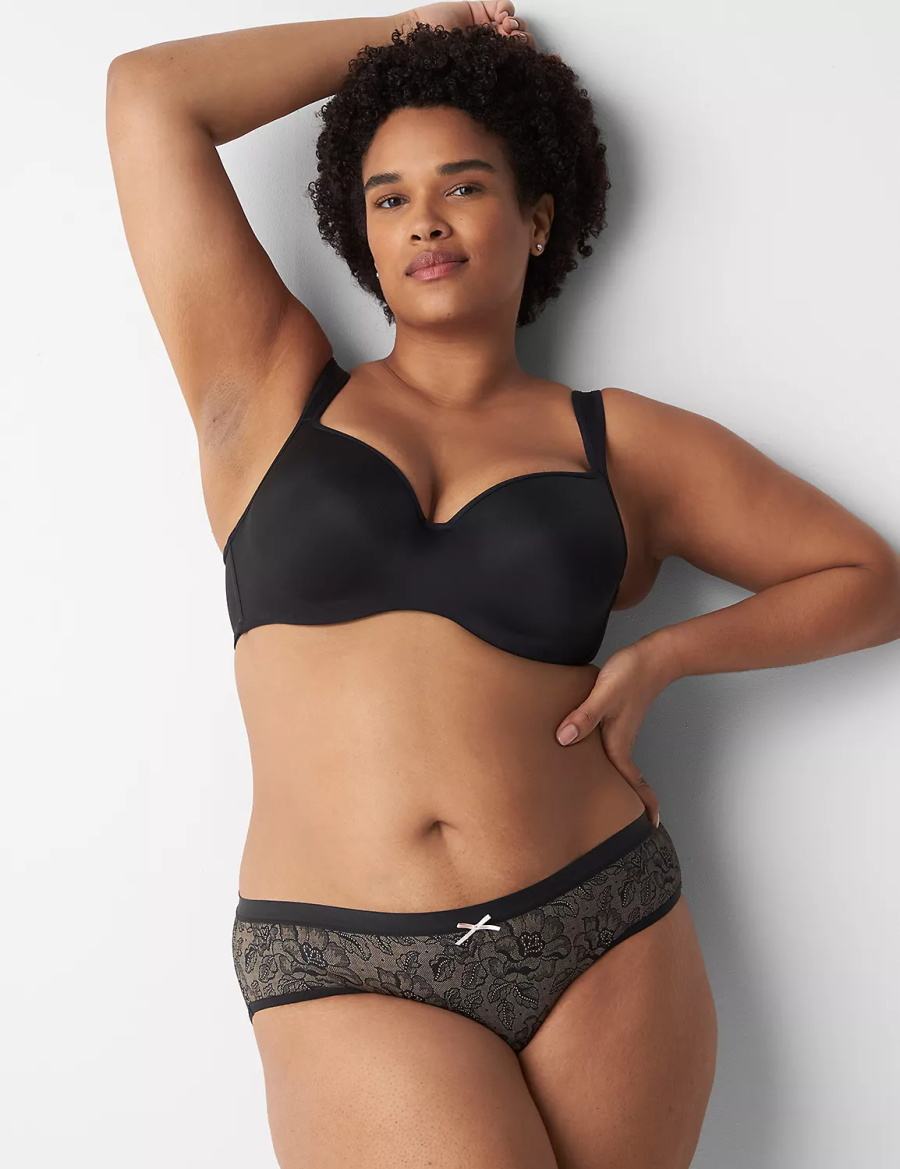 Black Lane Bryant No-Show Women Hipster Panty | SCI3446WI