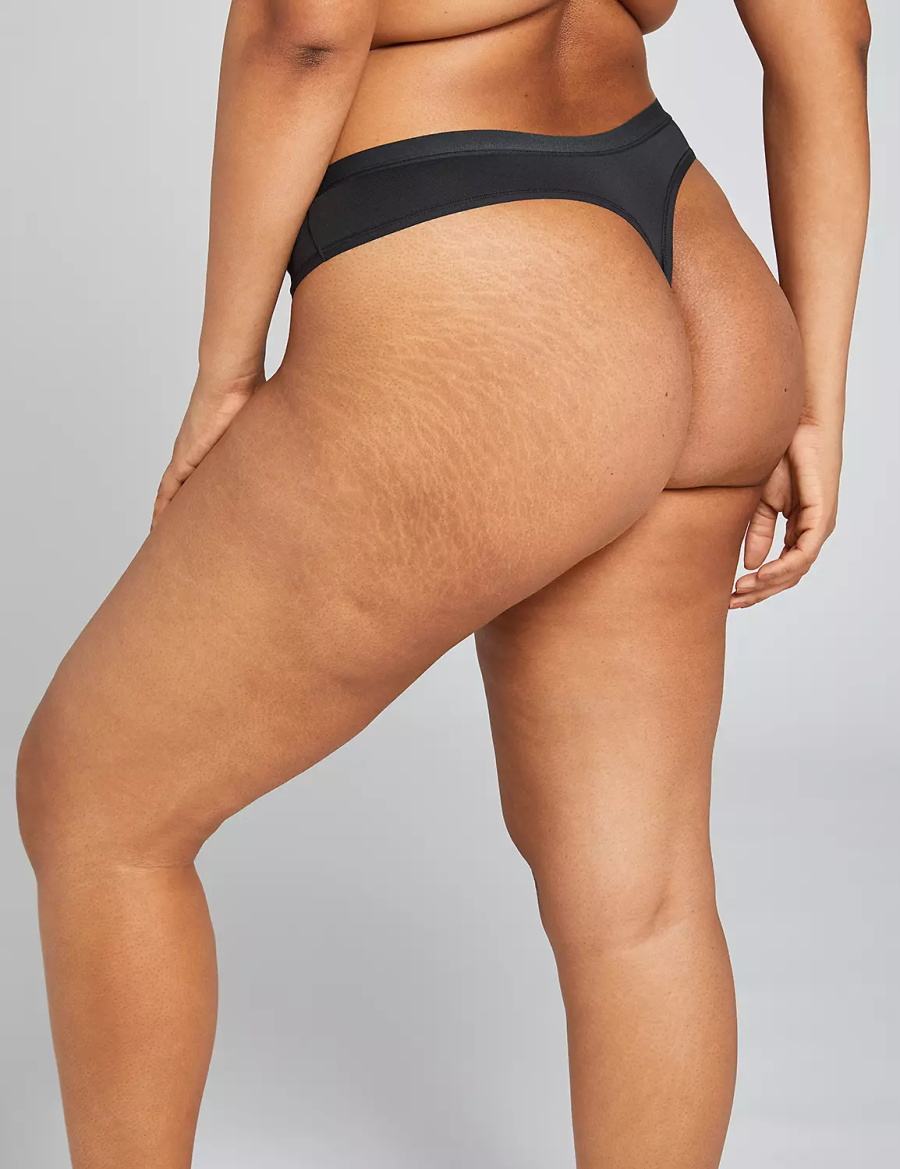 Black Lane Bryant No-Show Women Thong Panty | UDW5649WZ