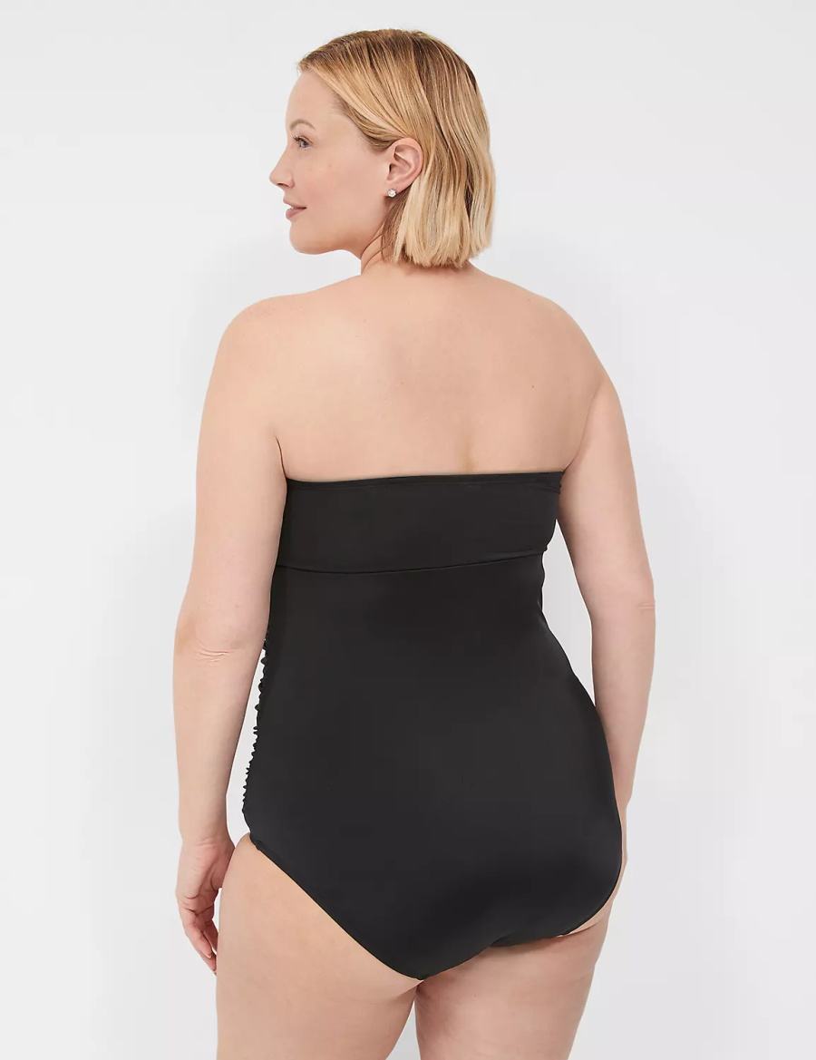 Black Lane Bryant No-Wire Multi-Way Strapless One-Piece Women Swimsuits | WPZ32CB