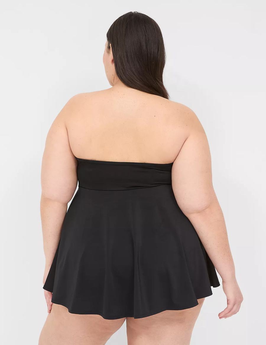 Black Lane Bryant No-Wire Multi-Way Strapless Swim Women Dress | HVN1426FR