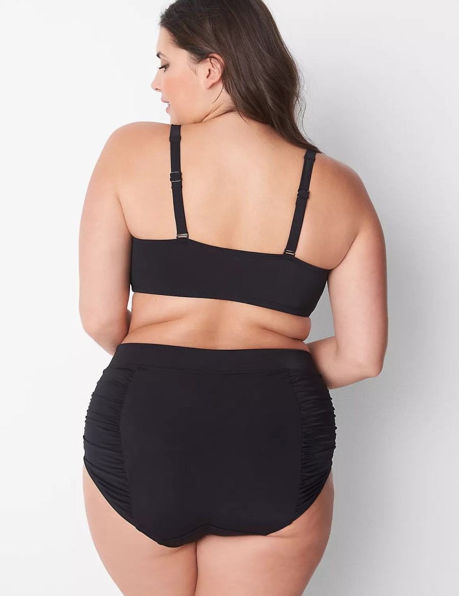 Black Lane Bryant No-Wire Ruched Swim Women Bikini Top | FVL1645YD