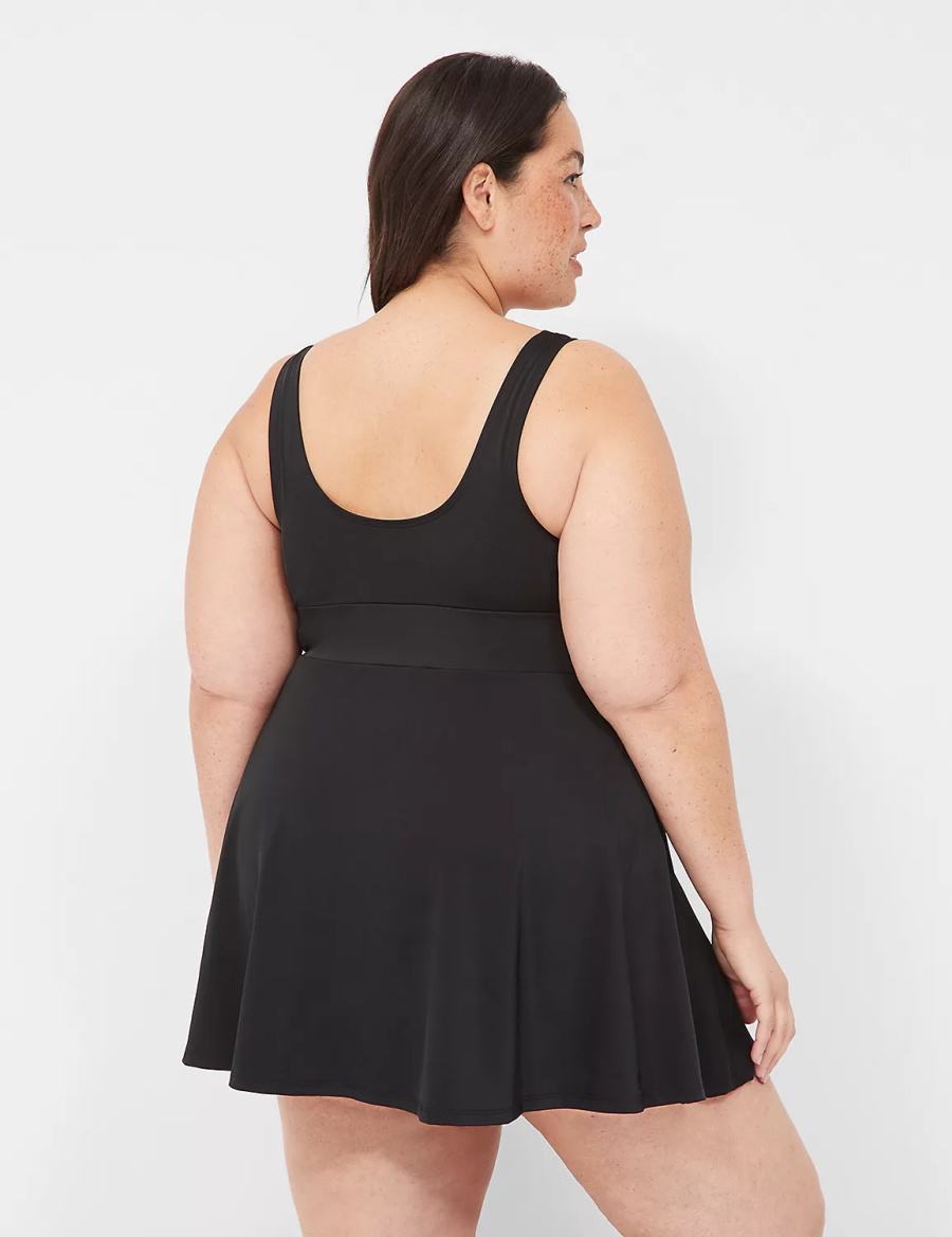 Black Lane Bryant No-Wire Scoop-Neck Swim Women Dress | FGN9245SZ