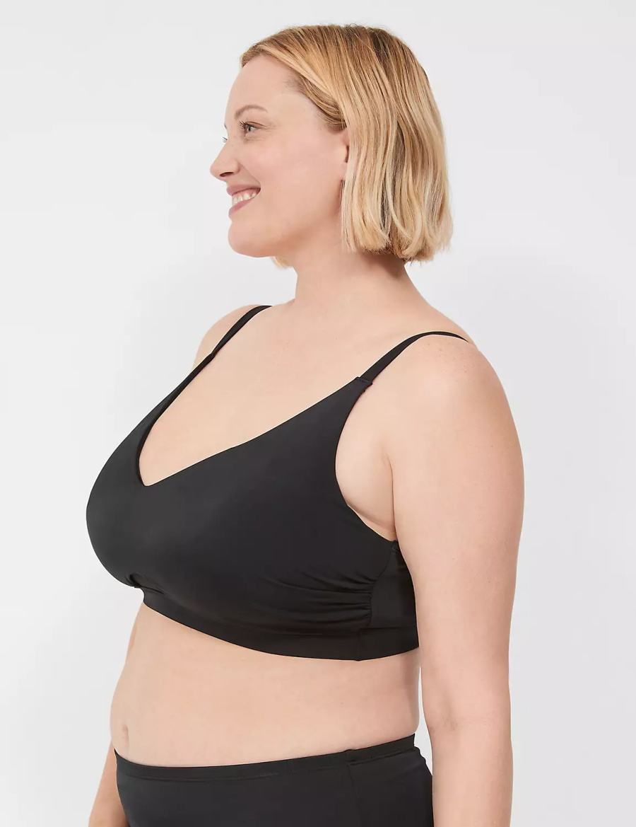 Black Lane Bryant No-Wire Women Bikini Top | NSX1868AQ