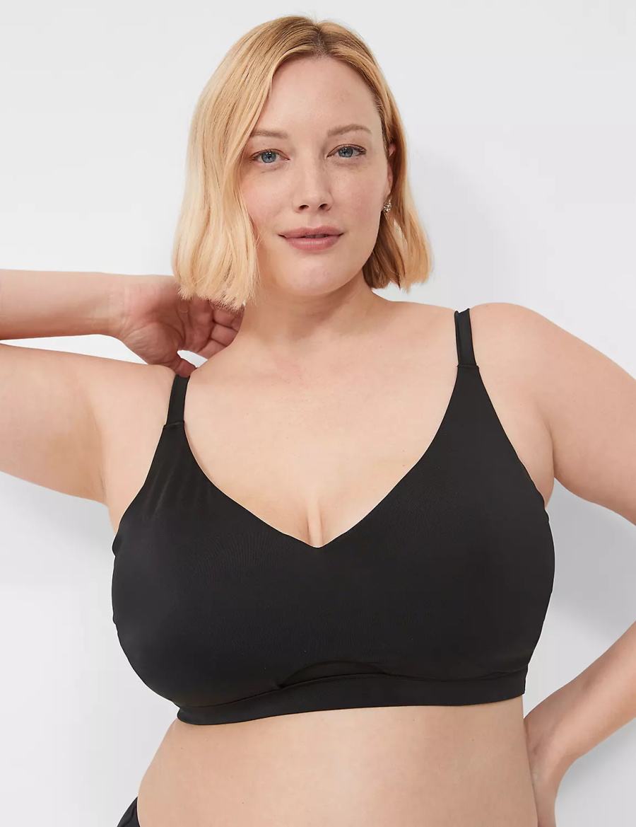 Black Lane Bryant No-Wire Women Bikini Top | NSX1868AQ