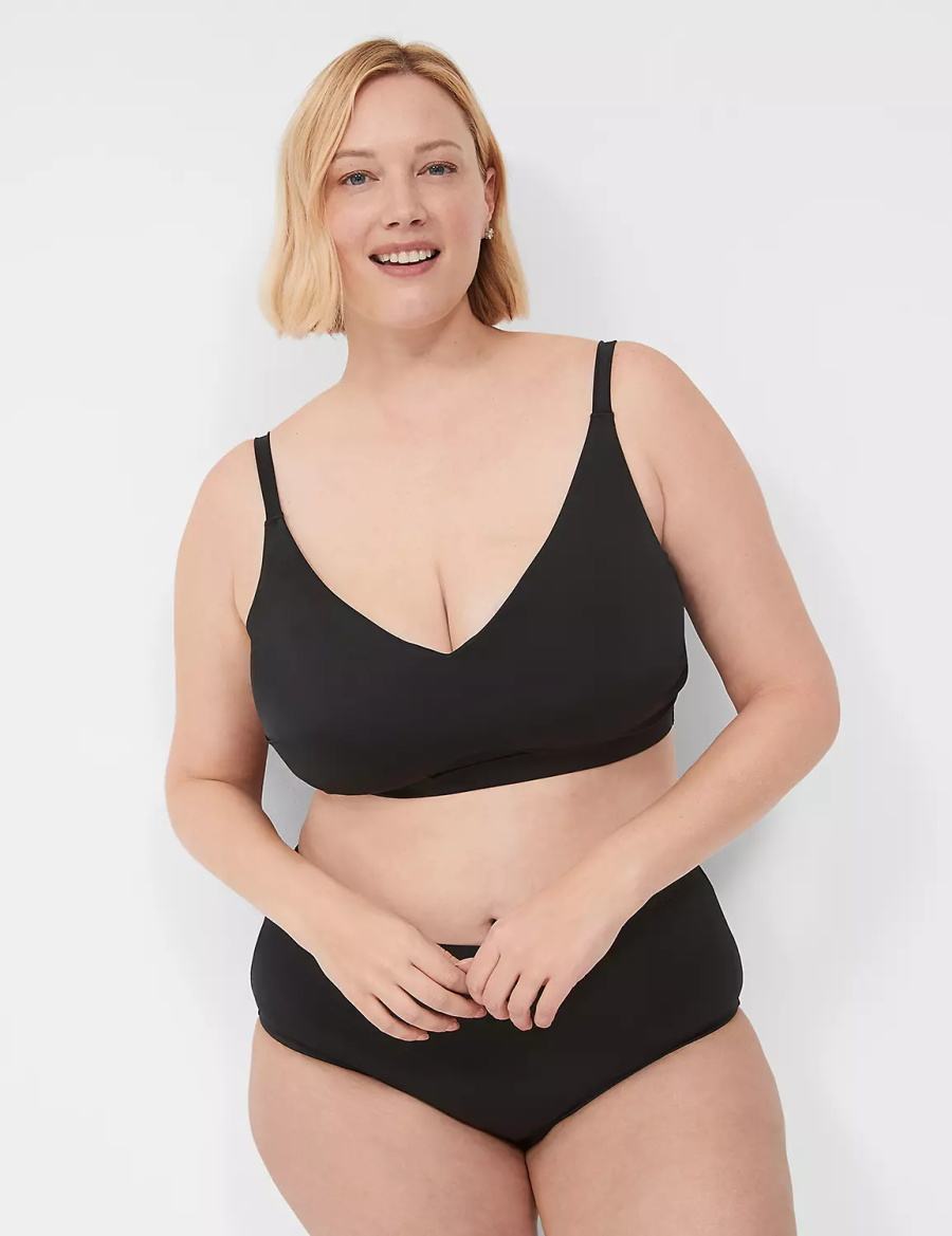 Black Lane Bryant No-Wire Women Bikini Top | NSX1868AQ