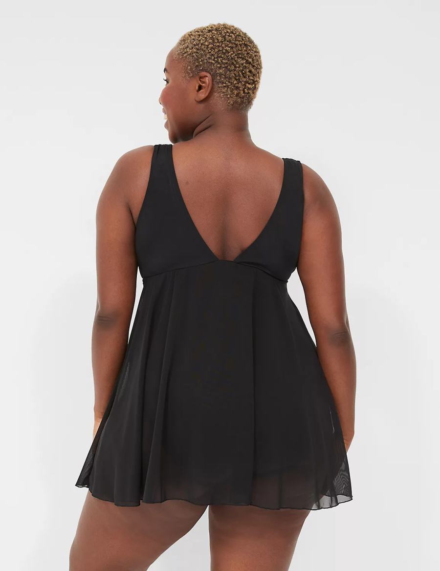 Black Lane Bryant No-Wire Wrap Swim Women Dress | UXC2433GF