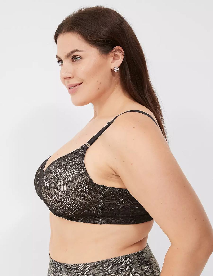 Black Lane Bryant No-Wire with Lace Women Bralettes | MMK6487HK