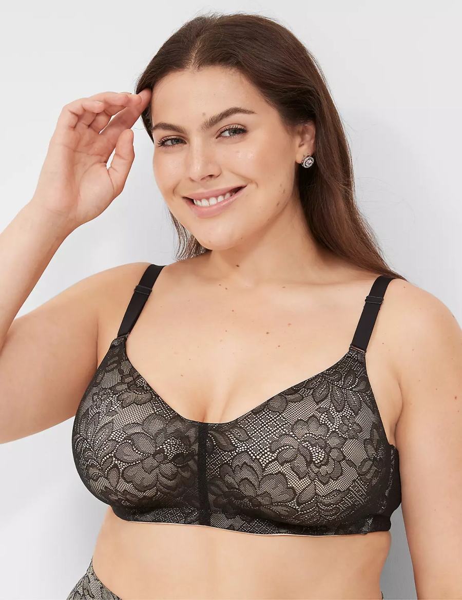 Black Lane Bryant No-Wire with Lace Women Bralettes | MMK6487HK