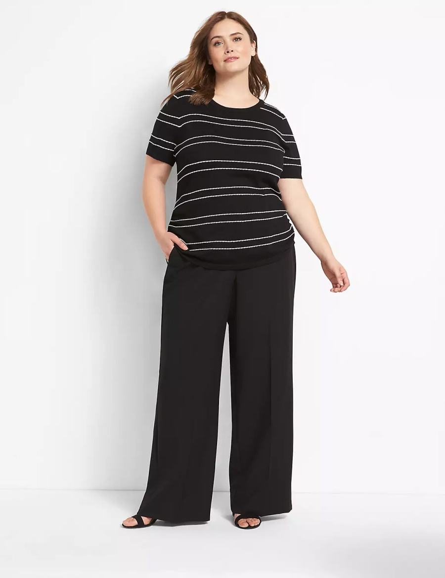 Black Lane Bryant Perfect Drape High-Rise Wide Leg Women Pants | VJN978PL