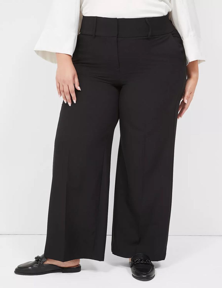 Black Lane Bryant Perfect Drape High-Rise Wide Leg Women Pants | VJN978PL