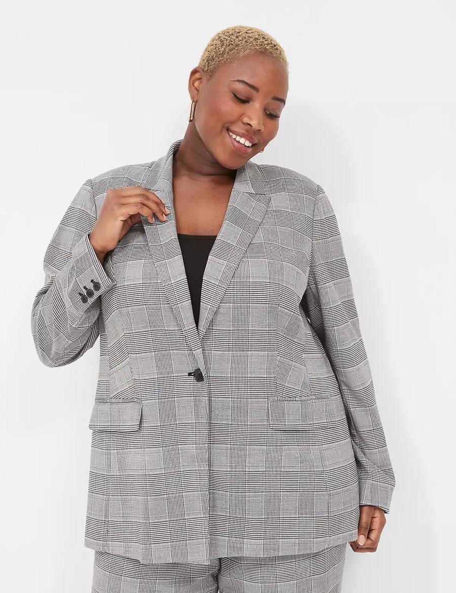 Black Lane Bryant Perfect Drape One-Button Women Blazers | PIA2243XI