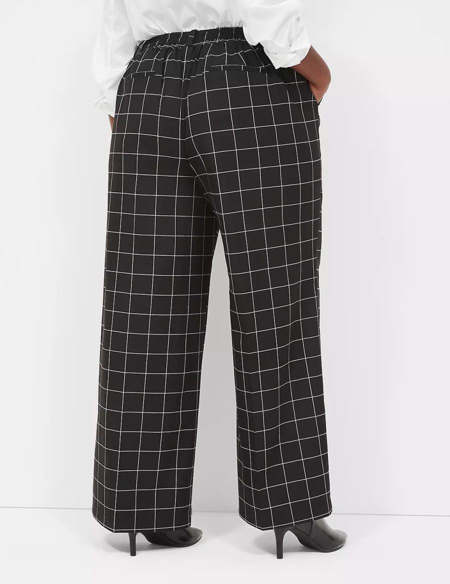 Black Lane Bryant Perfect Drape Pull-On High-Rise Wide Leg Women Pants | MNQ2089BI