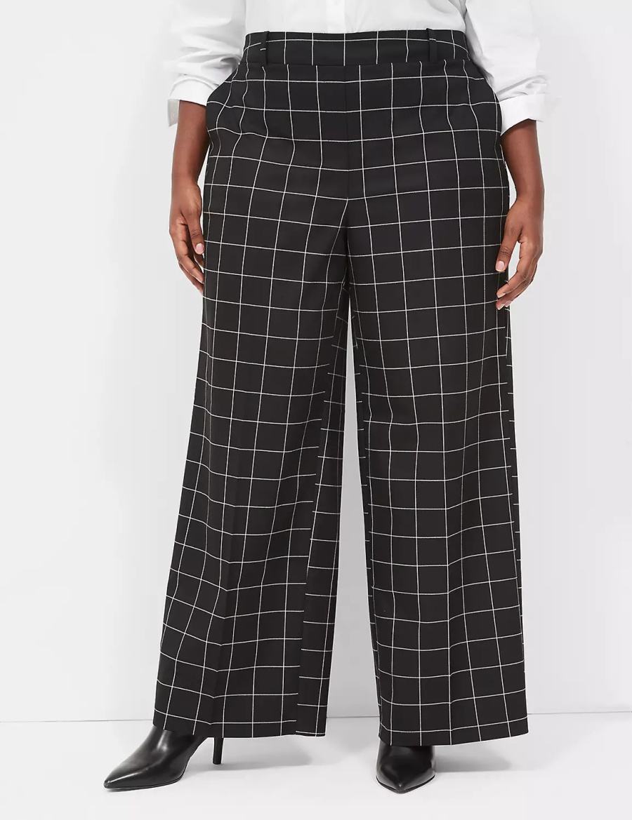 Black Lane Bryant Perfect Drape Pull-On High-Rise Wide Leg Women Pants | MNQ2089BI