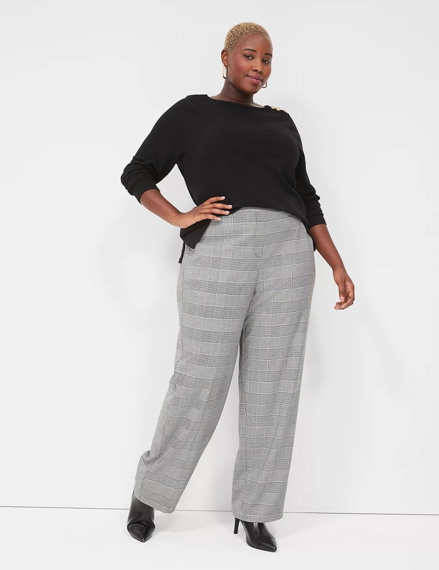 Black Lane Bryant Perfect Drape Pull-On Straight Women Pants | HSR4240PG