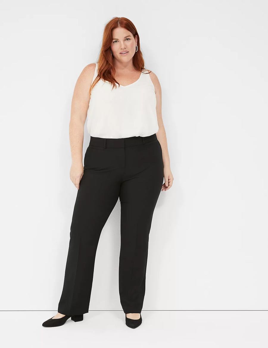 Black Lane Bryant Perfect Drape Straight Women Pants | WAE2323EF