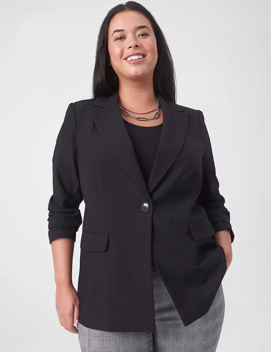 Black Lane Bryant Perfect Drape Women Blazers | XNK4345DT