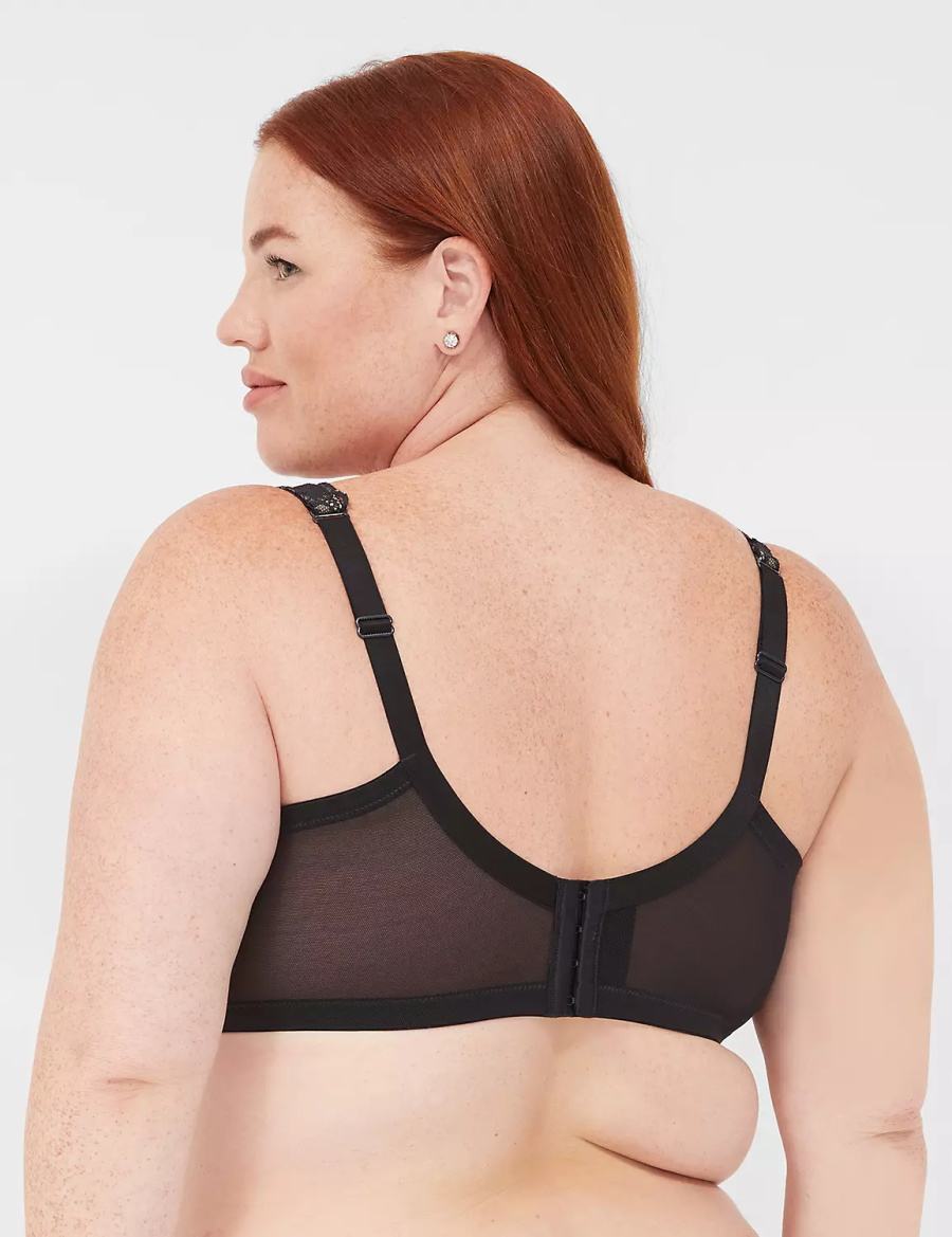 Black Lane Bryant Plunge with Lace Women Unlined Bra | ZEG4167IW