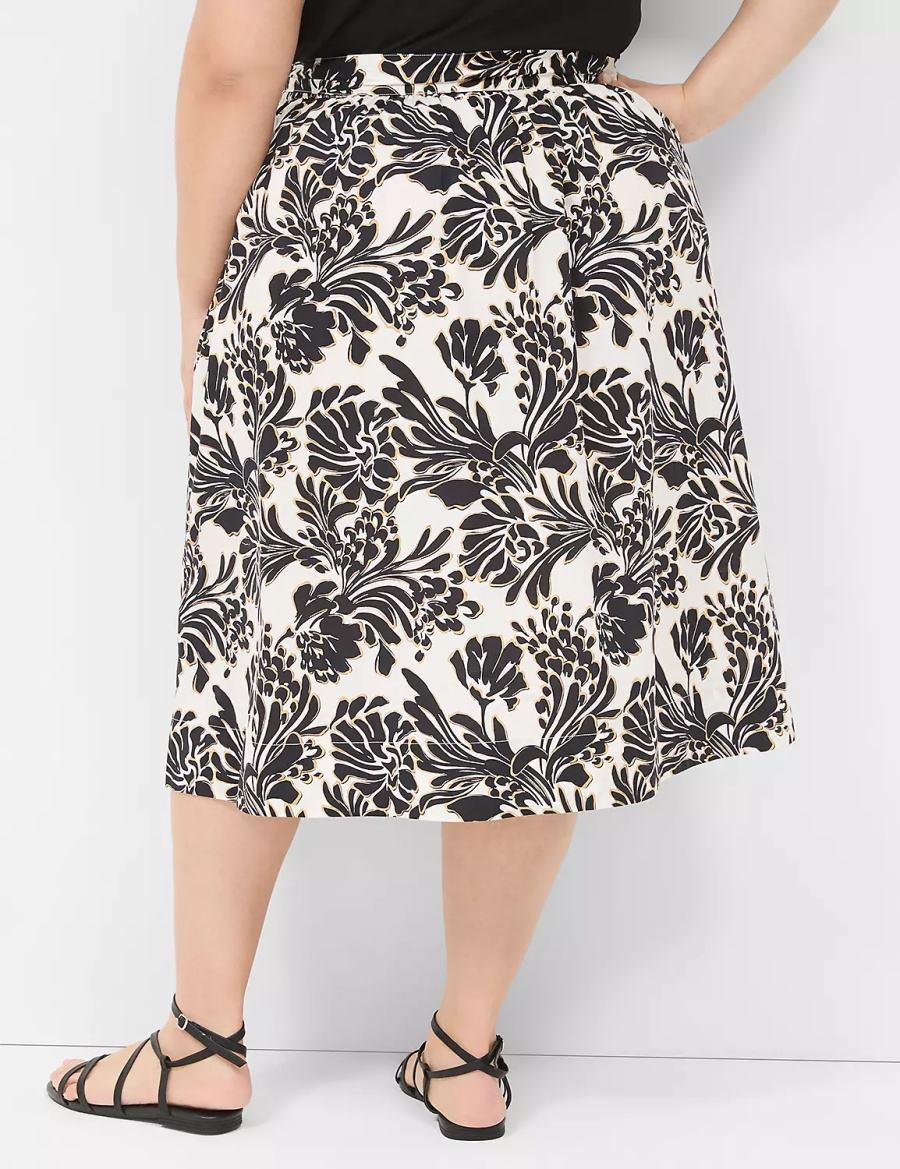 Black Lane Bryant Printed Midi Women Skirts | GUF5762TC