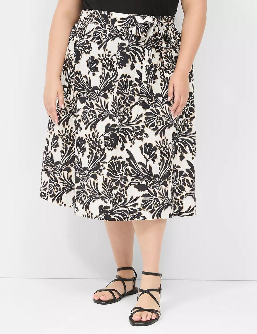 Black Lane Bryant Printed Midi Women Skirts | GUF5762TC