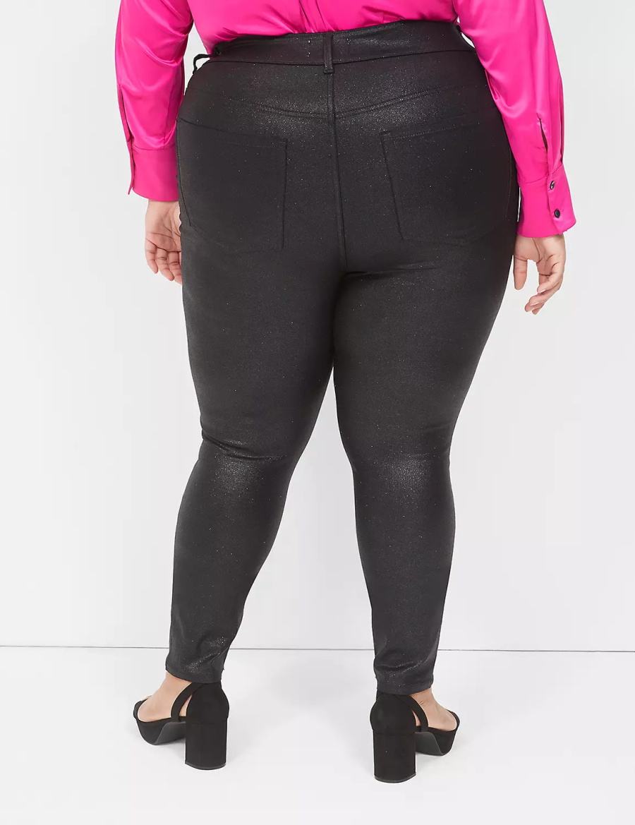 Black Lane Bryant Pull-On High-Rise Sparkle Women Jeggings | XBH1721MR