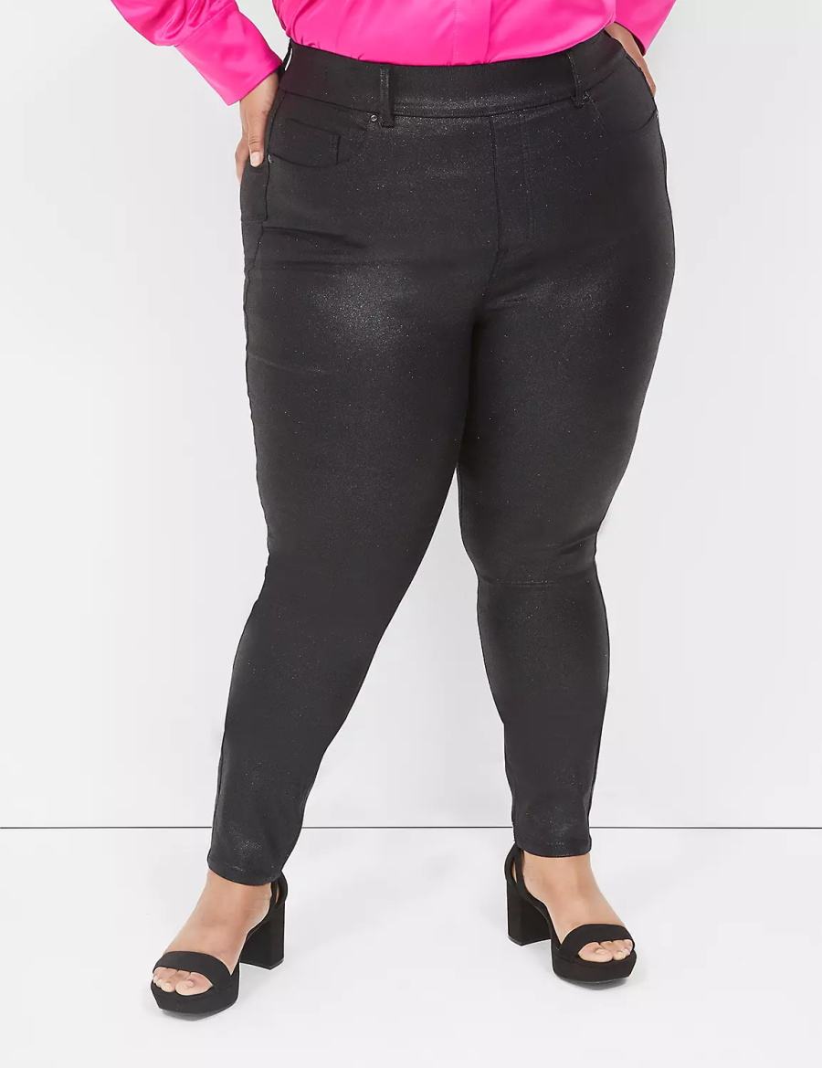 Black Lane Bryant Pull-On High-Rise Sparkle Women Jeggings | XBH1721MR