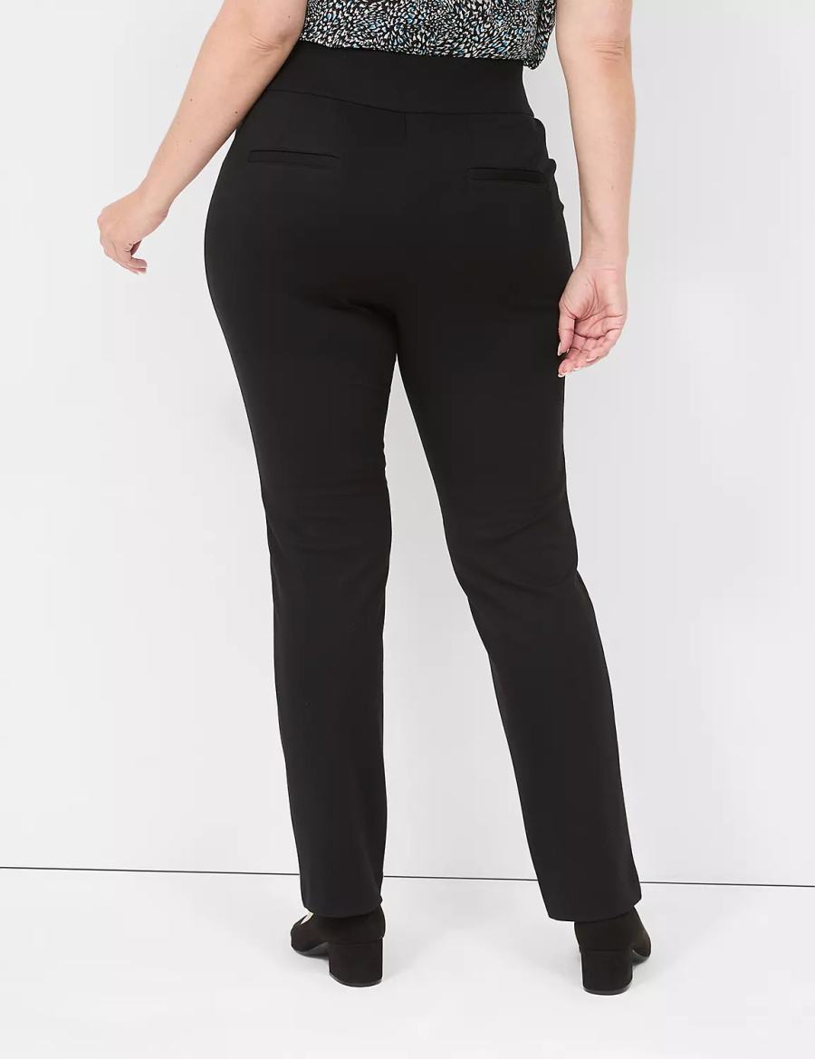 Black Lane Bryant Pull-On Ponte Straight Women Pants | JHQ644CJ