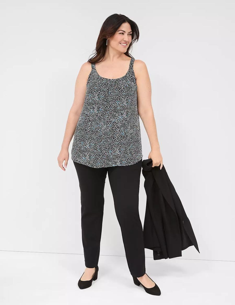 Black Lane Bryant Pull-On Ponte Straight Women Pants | JHQ644CJ