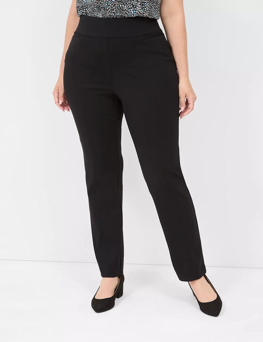 Black Lane Bryant Pull-On Ponte Straight Women Pants | JHQ644CJ