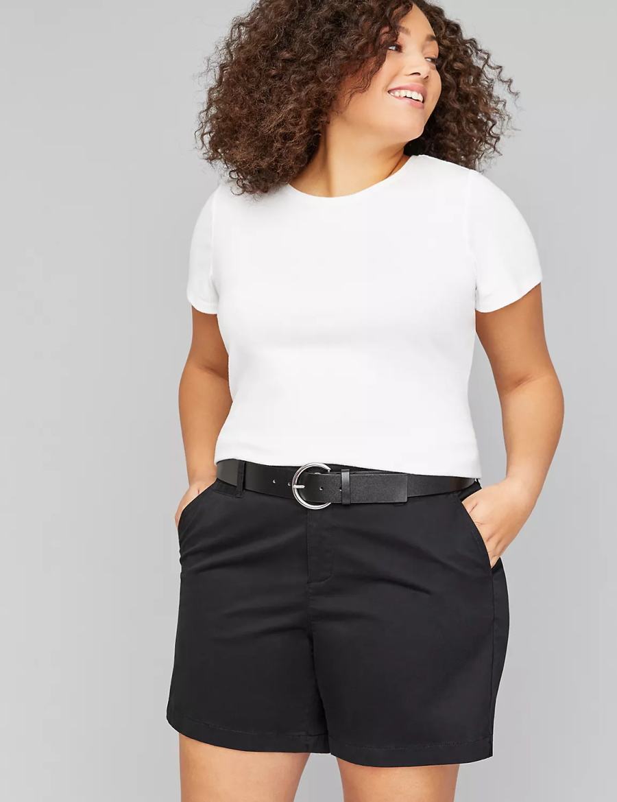 Black Lane Bryant Round Buckle Women Belts | VEH4845UI